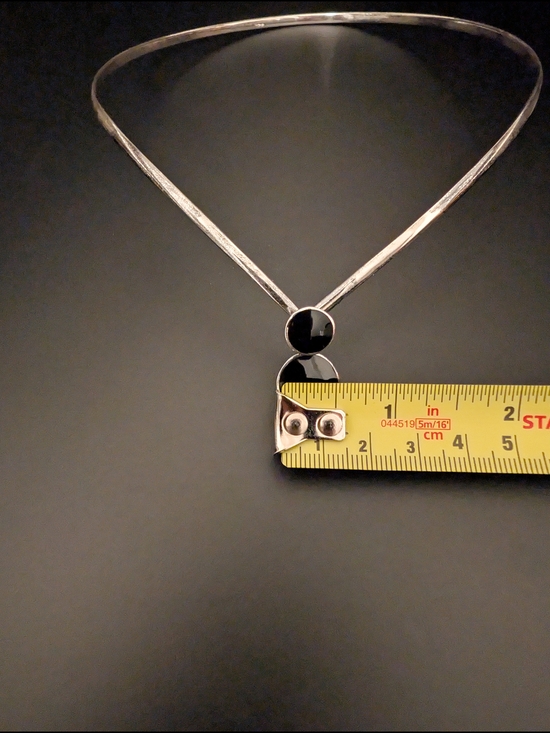 Silver Choker Necklace With Black Onyx - Picture 9 of 15